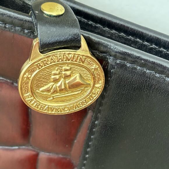 Brahmin Black and Brown Croc Small Crossbody Bag - Picture 4 of 10